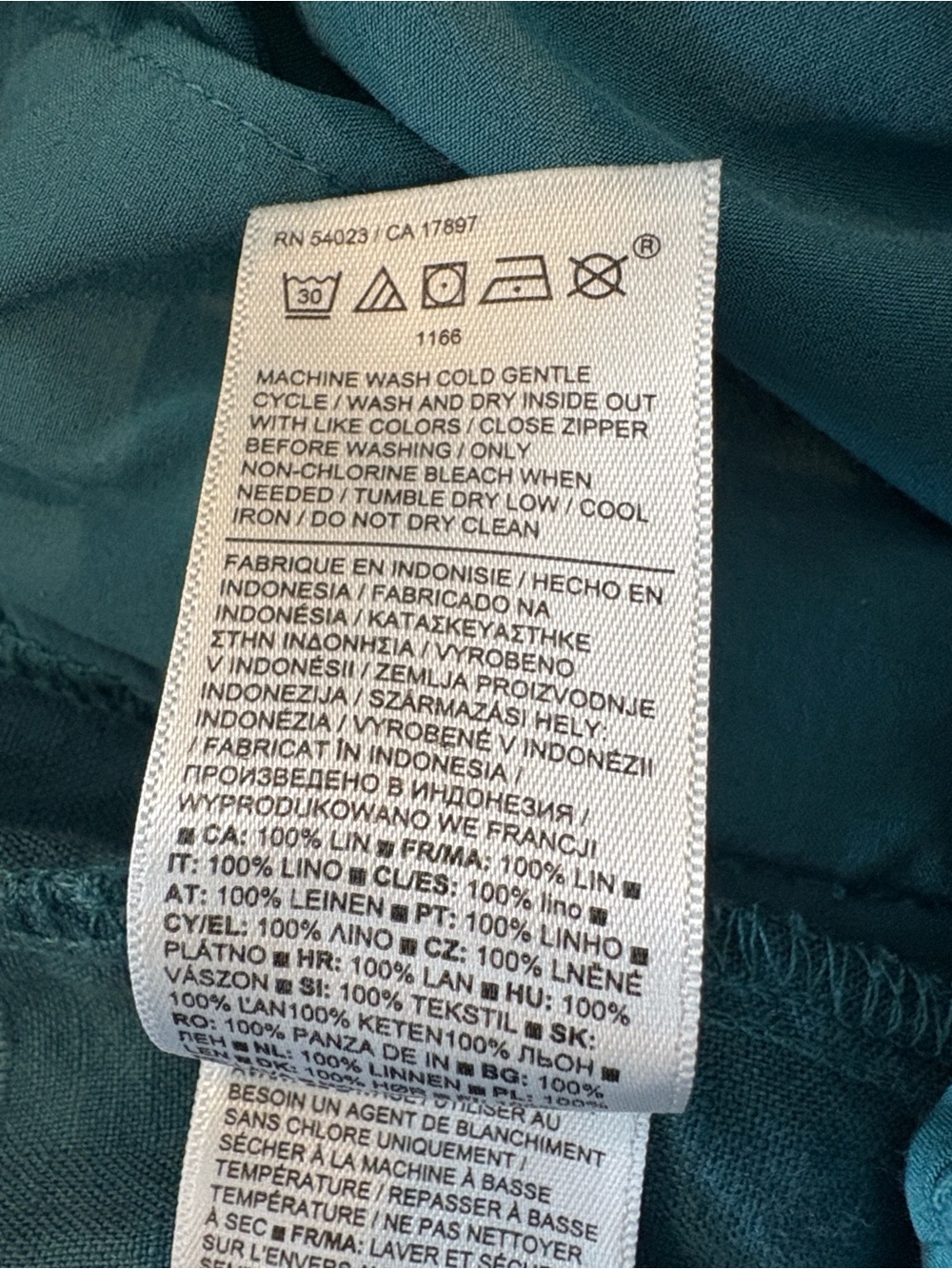 Athleta Teal Wide-Leg Crop Playa Linen Pants - Picture 5 of 5